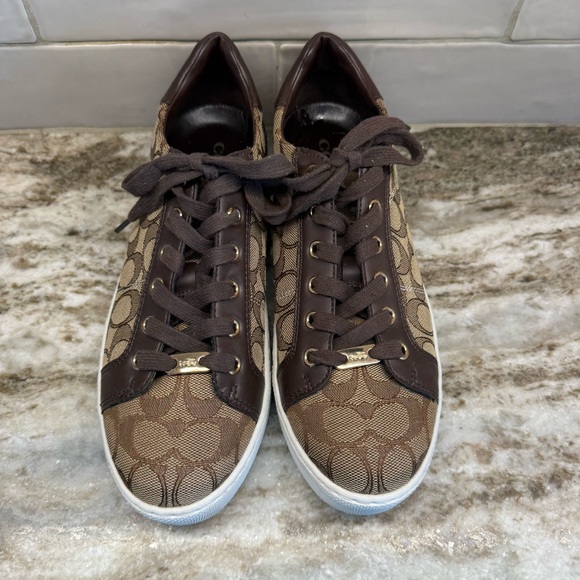 Coach Paddy Brown Signature Monogram Sneakers Womens Size 9.5 Shoes - Picture 5 of 12